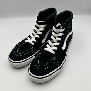 Vans Classic Sk8-Hi Black White High Top Shoes Suede Canvas US Youth 6.0